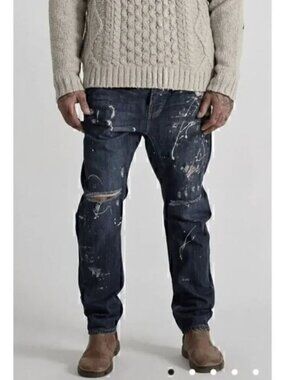 One Teaspoon Cowboy Relaxed Mr Golds Distressed Paint Splattered Jeans Size 30